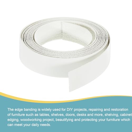 uxcell Edge Banding 1 1/8 Inch x 9.84ft Pre-Glued Veneer Warm White Glossy - color: Glossy, size: 1 1/8 Inch x 9.84ft