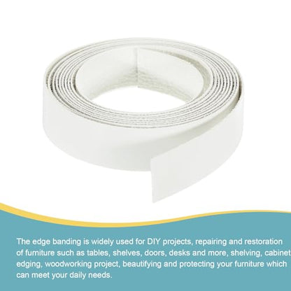 uxcell Edge Banding 1 1/8 Inch x 9.84ft Pre-Glued Veneer Warm White Glossy - color: Glossy, size: 1 1/8 Inch x 9.84ft