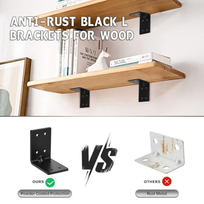 4 PCS Heavy Duty Steel Corner Brackets, 3"x3"x2" 90 Degree L Right Angle Bracket, DIY L Shelf Brackets, Metal Joint Timber Connector Support for Wood Shelves, Furniture - size: 3x3x2in