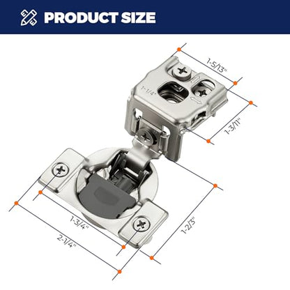 Satin Nickel Soft Close Cabinet Hinges,1-1/4 Inch Overlay,60 Pack (30 Pair) - size: 1-1/4 inch Overlay