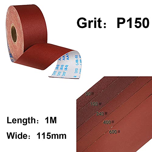 150 Grit Sandpaper Roll, 1 metre x 115 mm Aluminum Oxide Emery Cloth Abrasive Paper Roll for Metal Grinding, Wood Sanding, Furniture Finishing, Automotive Polishing - size: 1 Metre, style: 150 Grit
