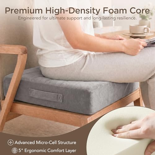 Codi Couch Cushion Replacements, 5 Inch High-Density Foam, 24 Inch Grey - color: Grey, size: 24 Inch (Pack of 1)