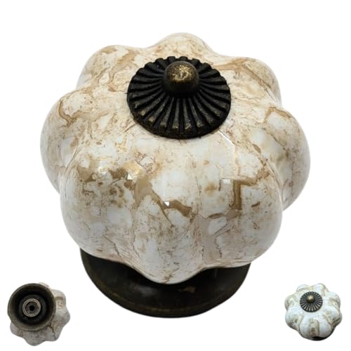 10 pcs Antique Brass-Brown Ceramic Pumpkin Cabinet Knobs with Solid Brass Core for Cabinets, Drawers & More - color: Antique Brass-Brown, size: 1.5 inch Pumpkin Knobs