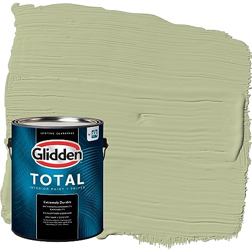 Glidden Total Interior Wall Paint & Primer All-in-One, Bahia Grass/Green, Flat, 1 Gallon - color: Bahia Grass, size: 128 Fl Oz (Pack of 1)