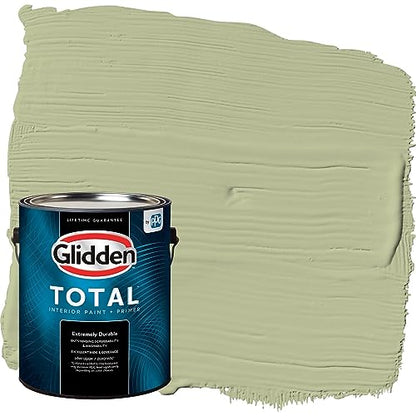 Glidden Total Interior Wall Paint & Primer All-in-One, Bahia Grass/Green, Flat, 1 Gallon - color: Bahia Grass, size: 128 Fl Oz (Pack of 1)