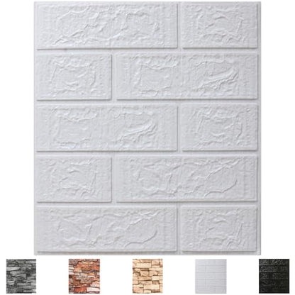 Peel and Stick 3D Foam Wall Panels, Self Adhesive Wallpaper - color: White, size: 20 PACK