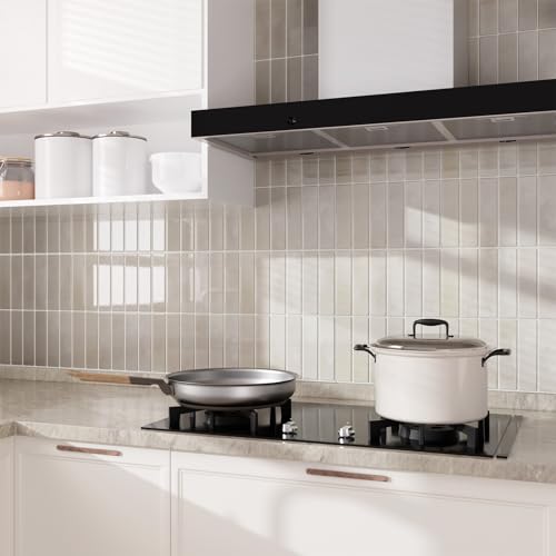 Peel and Stick Backsplash Tile for Kitchen, 10 Sheets, 11.42''x9'' - color: Beige Gray