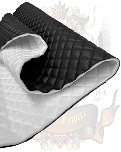 Vinyl Quilted Foam Fabric with 3/8" Foam Backing Upholstery / 52" Wide/Sold by The Yard/FABRIC EMPIRE (Black with Hq Black Thread, Diamond 2" x 2") - color: Black, size: Diamond 2" x 2"