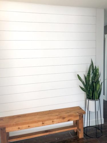 Real Wood Wall Planks-5" White Shiplap Panel Peel and Stick 10Pack 12.5SqFt - color: White
