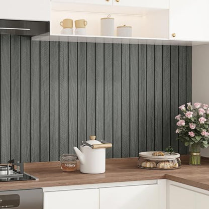 Black 3D Wood Slat Wall Panel Wallpaper Peel and Stick 16.8"×118" - color: Black