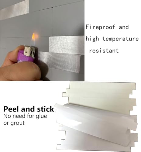 weimeisc10 Pcs Peel and Stick Backsplash Tiles,Grey+Frosted Silver - color: Grey+Frosted Silver