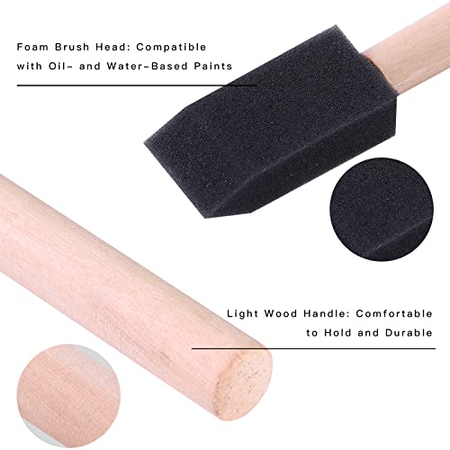Mister Rui 1 Inch Foam Paint Brushes, 12 Pack – High Density Poly Sponge Brushes for Painting, Mod Podge, Decoupage, Crafts & Cleaning - color: Foam Brush Set | Pack of 12