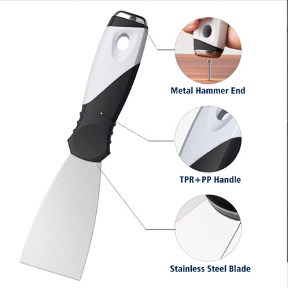 Mister Rui 2-Pack 10-in-1 Putty Knife, Stainless Paint Scraper, Wood Tool - color: 2" and 10 in 1 Putty Knife