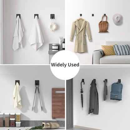 DELITON 8 Pack Adhesive Towel Hooks, Matte Black Wall Hooks for Bathroom - color: Black-8