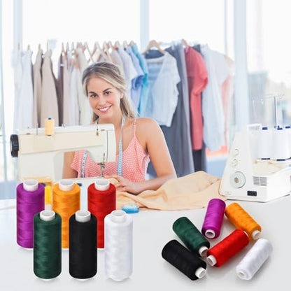 6 Pcs Sewing Thread Kit, 400 Yards Each Spool 402 Polyester Thread with Sewing Needle & Threader, Sewing Threads for Sewing Machine, Hand Stitching, Embroidery - color: colorful