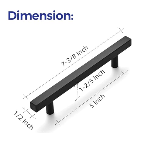 Ravinte Matte Black Square Cabinet Pulls Handles 5 Inch 30 Pack - color: Black