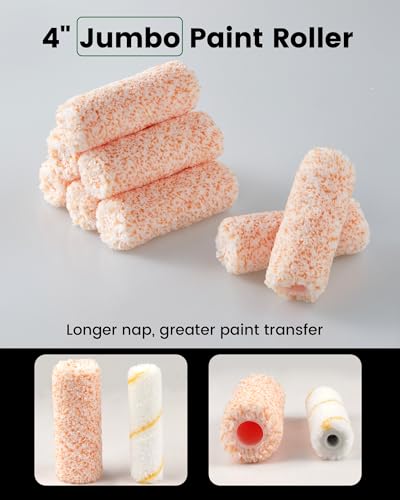 Voomey 4 Inch Paint Roller with Frame - size: 9pcs