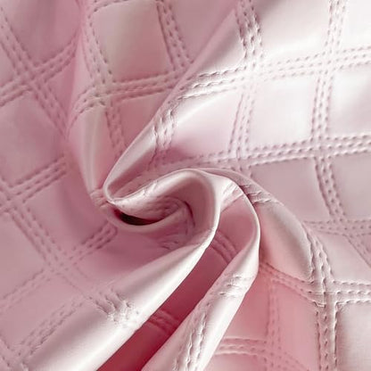 ONEART | Solid Plaid Embossed Faux Leather Fabric, 16"×54" Soft Durable Synthetic Pleather for Wallets Handbag Sewing Projects-Pink - color: Pink