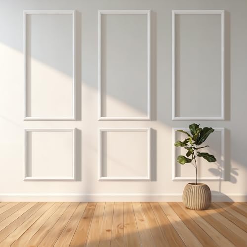 RELIANCER Peel and Stick Wall Molding Kit,30PCS Pre-Cut Door Molding Panels,3D Moulding Wainscoting Panel,Self Adhesive Walls Moulding Trim,Wall Modular Frames for Interior Walls Decor Home Bedroom - color: 54 x 24in