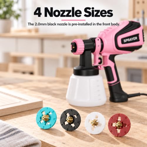 VONFORN Paint Sprayer for House Painting,700W HVLP Spray Gun Easy to Clean - color: Light Pink