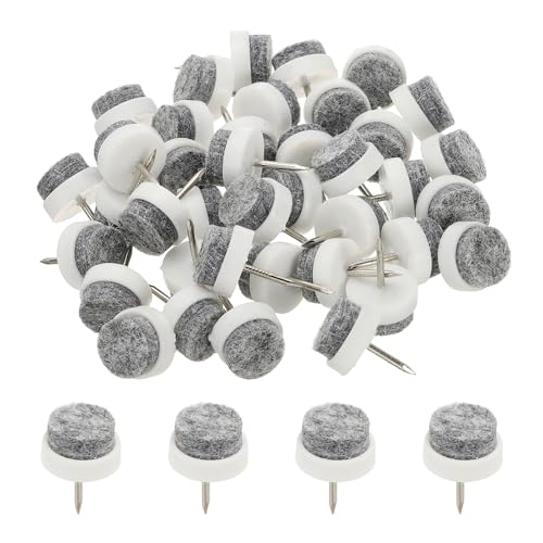 PATIKIL 17 mm Nail-on Felt Pads 40Pcs Round Felt Furniture Sliders White - color: White, size: 17 mm