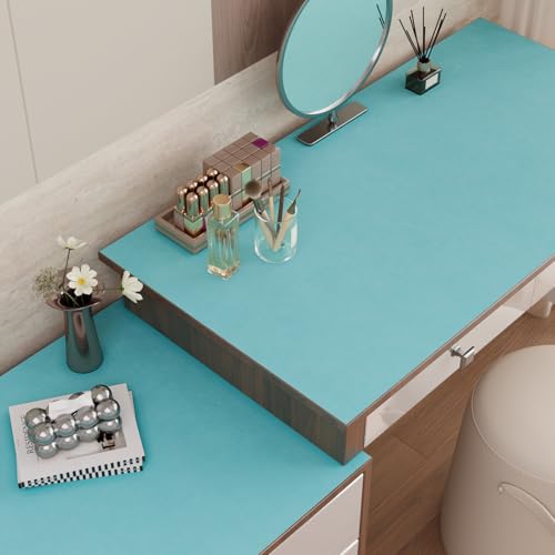 VaryPaper 15.7" x 78.7" Aqua Blue Velvet Fabric Self Adhesive Felt Drawer Liner Soft Fabric Flocking Lining for Jewelry Box Dresser Shelves Velvet Wallpaper Peel and Stick Large Felt Sheets for Crafts - color: Aqua Blue