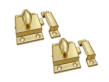 QCAA Oval Turn Cabinet Latch, for Cupboard & Other Furniture, Large, Brass Plated, Made in Taiwan, 2 Pack - color: Brass Plated, size: 2pack-large
