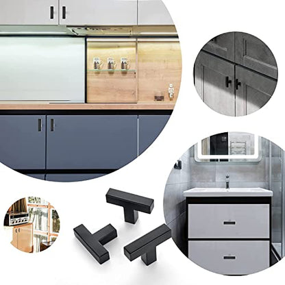 Ravinte 10 Pack Black Square Bar Cabinet Knobs 2 Inch Kitchen Handles - color: Black