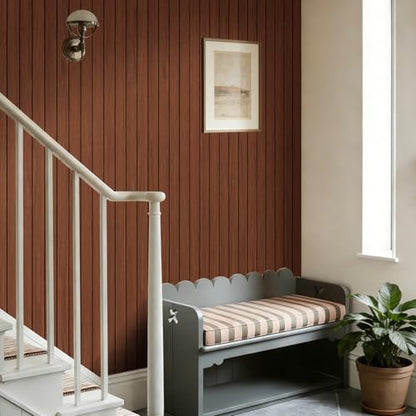 Arthome Peel and Stick Slat Wall Panels 15.7 "x240,Self-Adhesive PVC Wood Grain Wallpaper Panel,3D Thick Faux Soundproof Backsplash Accent Wall Tile for Walls & Furniture (Walnut Coverage 26 Sq.ft) - color: Walnut, size: 15.7" x 240"