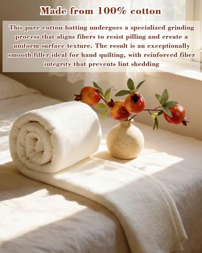 FIVEIZERO 100% Cotton Quilt Batting,96"X90" Cotton Batting for Quilting - size: 96"x90"