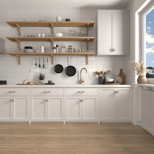 Haliwu Gold Cabinet Knobs 6 Pack, Brushed Brass Drawer Knobs, Square 2 Tone Hardware for Kitchen Cupboard - color: Matte Gold, size: 51mm(2 inch)