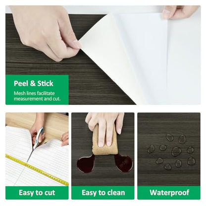 Black/Grey Wood Grain Contact Paper Counter Top Peel and Stick Waterproof - color: Black, size: 15.7" x 118"
