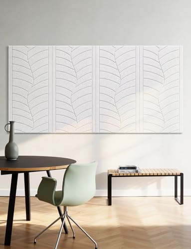 4 Pack Large Acoustic Panels Sound Absorbing for Studio Walls, Self Adhesive Decorative Leaf Art Tiles White Sound Absorption Absorbers for Home Room Ceiling Door Treatment 47" x 24" x 0.4" - size: Sound Absorption/Large Leaf/4 Pack/White