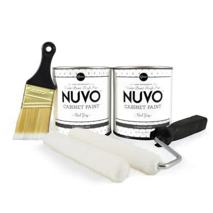 Nuvo Earl Grey Cabinet Makeover Kit - Easy DIY 7-Piece Set, Classic Charcoal, Long-Lasting Finish - color: Earl Grey, style: Full Sized Kit