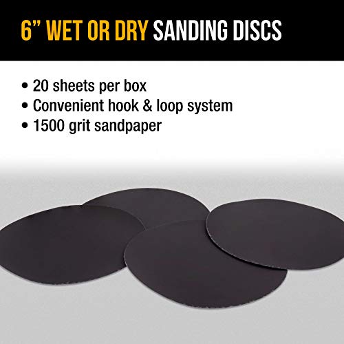 Dura-Gold 6" Wet or Dry Sanding Discs, 1500 Grit (Box of 20), Hook & Loop - size: 1500-Grit