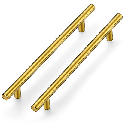 Ravinte Cabinet Pulls,10" Length,7-1/2" Hole Center,Brushed Brass,5 Pack - color: Brushed Brass