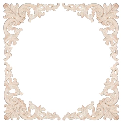 Oedema 4 Pack Decorative Wood Appliques Corner, 11.02"×7.91", Style A