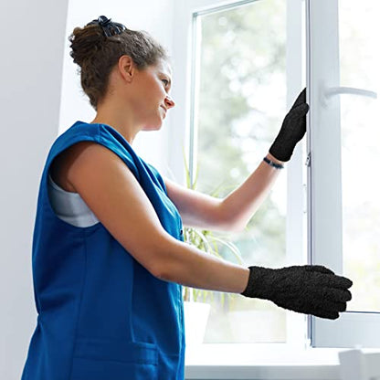 Patelai 3 Pairs Microfiber Dusting Gloves for Plants Leaf, Large - color: Black, size: Large