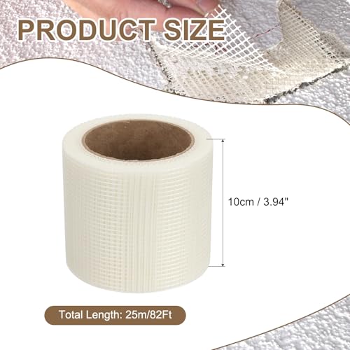 PATIKIL Drywall Repair Mesh Tape, 4 inch x 82 ft Fiberglass Repair Patch Self-Adhesive Dry Wall Joint Tape 8 Mesh Wall Hole Crack and Seam Patch, White - size: 4 inch x 82 Feet