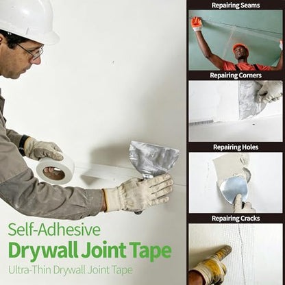 Drywall Joint Tape, 2" x 99 ft, Self-Adhesive Fiberglass Mesh Tape, Strong Crack Repair for Holes, Seams & Corners, White