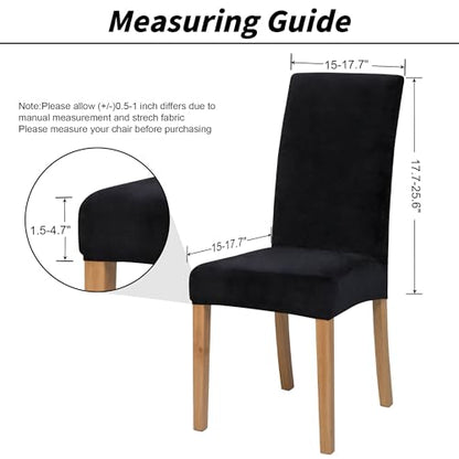 Dining Chair Covers, Dining Room Chair Cover Set of 4 - color: Velvet Black, size: 4