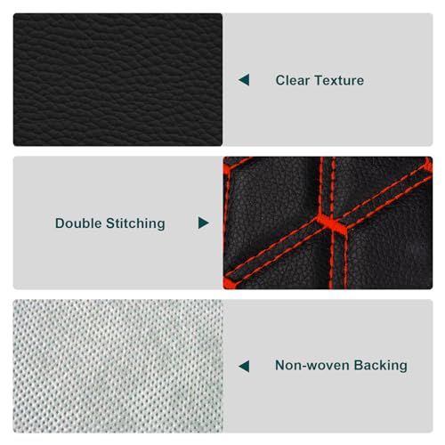 Vinyl Upholstery Diamond Fabric by the Yard, Black with Red Stitching - color: Black(red Thread), size: Style-B