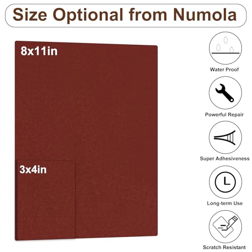 Numola Leather Repair Patch, 8×11 Inch Self-Adhesive Dark Red - color: Dark Red, size: 8×11inch