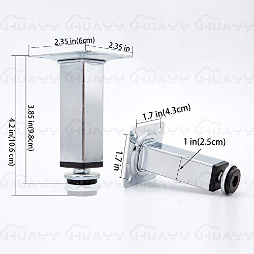HUAYY Shiny Metal Adjustable Legs | Furniture,cabinets,Table levelers feet | Leveling Foot and Screw mounting Package (Chrome Plated) - color: Chrome Plated