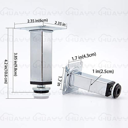 HUAYY Shiny Metal Adjustable Legs | Furniture,cabinets,Table levelers feet | Leveling Foot and Screw mounting Package (Chrome Plated) - color: Chrome Plated