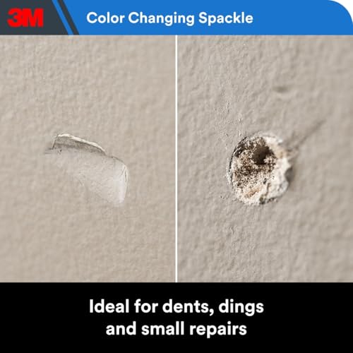 3M High Strength Spackling Compound 12 oz. and Putty Knife, Color Changing, Applies Blue, Dries White, Ideal for Use on Drywall, Plaster, Stoccu and Wood, Easy Interior and Exterior Repairs (CC-SIOC)