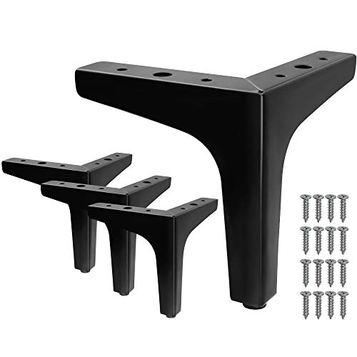 4 Pack 4 Inch Furniture Legs, Chrome Metal Polished Triangle Feet - color: Matte Black, size: 6 inches, 4 Pcs