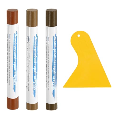 uxcell 3Pcs Wood Filler Sticks, Furniture Scratch Repair Wax Crayons Furniture Touch Up Markers Wood Repair Wax Kit with Spatula for Wood Furniture, 3 Colors Red Oak & Maple Series - color: Red Oak Maple Series