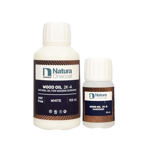 Wood Stain Oil - 75 ft² - 140 ml, White – Wood Finish for Interior Furniture & Floor - Linseed Wood Oil - Fast-Drying-Environmentally Friendly - Extra Durable Hard Wax Oil-VOC Free - color: White, size: 140 mL