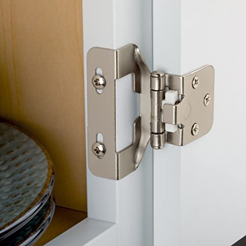 Franklin Brass (10-Count) Self-Closing Cabinet Hinges 1/2' Semi-Wrap Overlay for Cabinet Doors Kitchen/Cabinets/Cupboards/Furniture, Satin Nickel H01915K-SN-B (Pack of 10) - size: 1/2" Overlay (Pack of 10)
